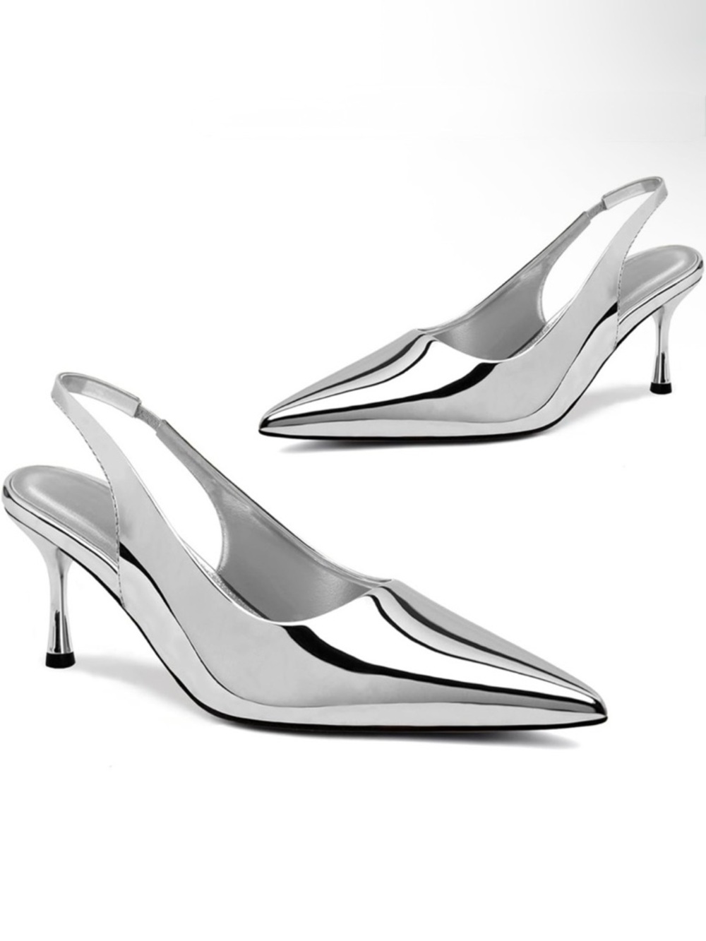 Silver Kitten Heels